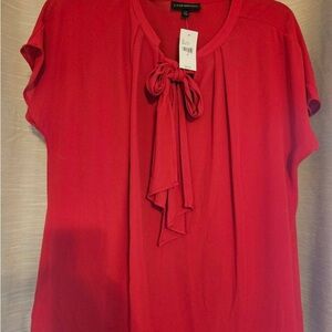 Red Women's Top with Bow Detail